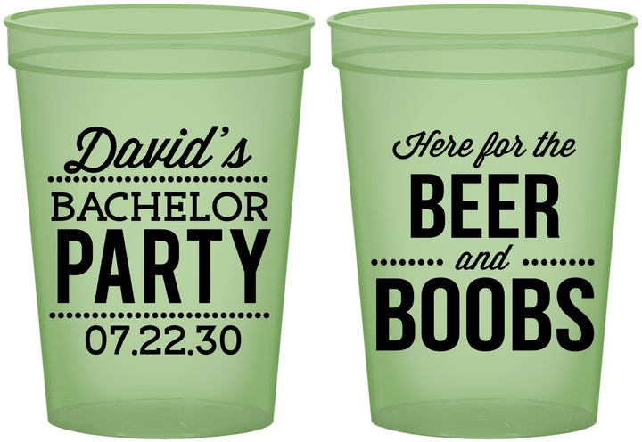 Custom Bachelor Party 16 oz Glow In The Dark Cups - Beer And Boobs | 40027