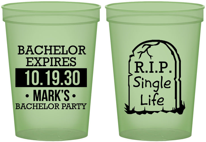 Custom Bachelor Party 16 oz Glow In The Dark Cups - Rip Single Life | 40028