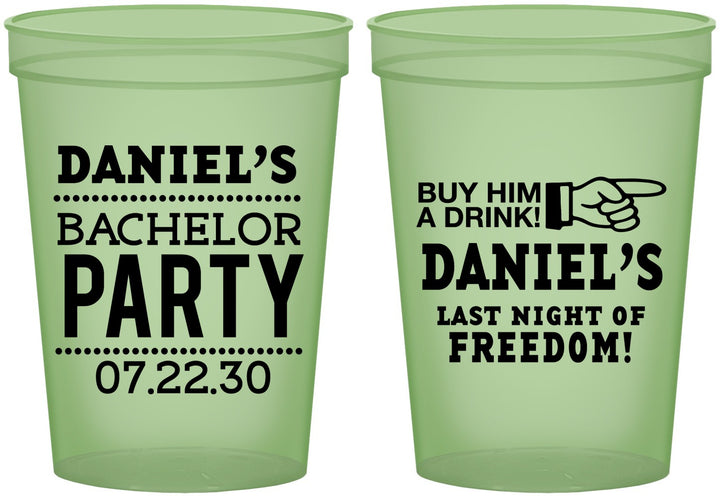 Custom Bachelor Party 16 oz Glow In The Dark Cups - Last Night Of Freedom | 40029