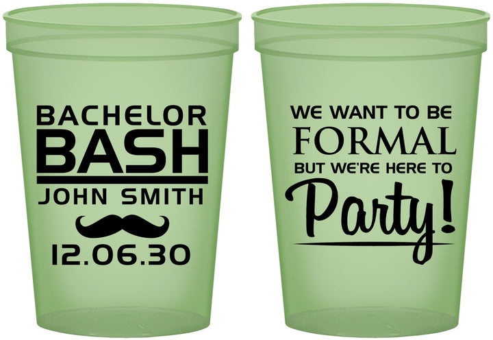Custom Bachelor Party 16 oz Glow In The Dark Cups - Formal | 40030