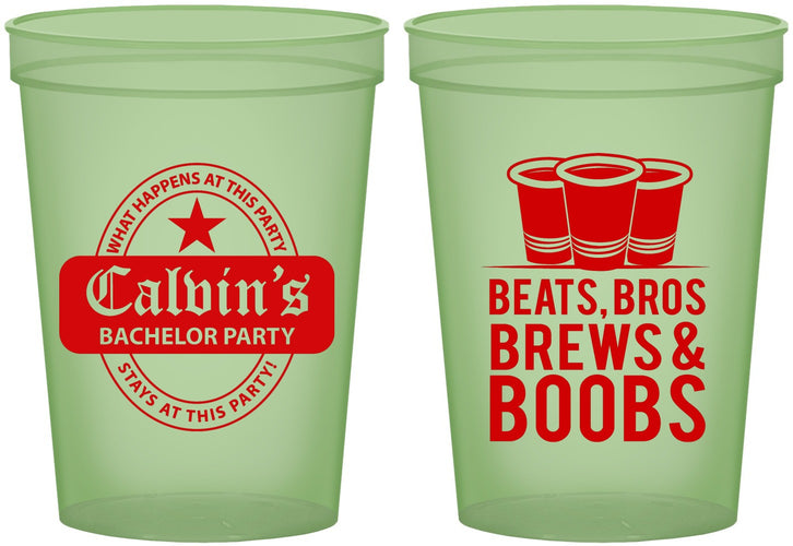 Custom Bachelor Party 16 oz Glow In The Dark Cups - Brews And Boobs | 40031
