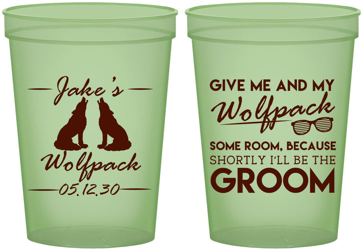 Custom Bachelor Party 16 oz Glow In The Dark Cups - Wolfpack | 40036