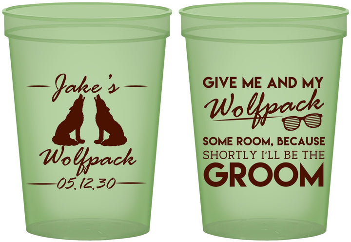 Custom Bachelor Party 16 oz Glow In The Dark Cups - Wolfpack | 40036
