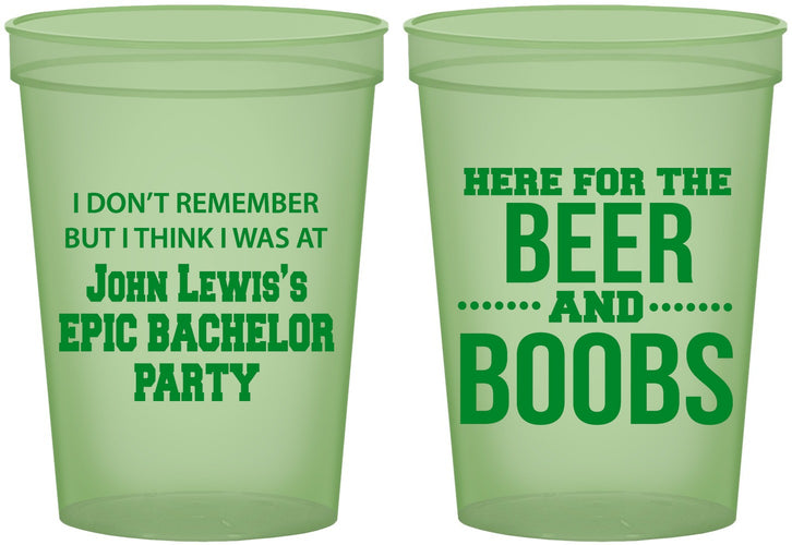 Custom Bachelor Party 16 oz Glow In The Dark Cups - Beer And Boobs | 40039