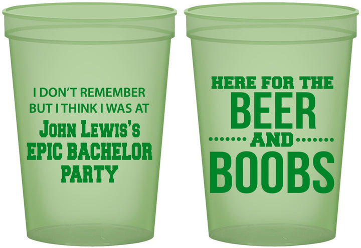 Custom Bachelor Party 16 oz Glow In The Dark Cups - Beer And Boobs | 40039