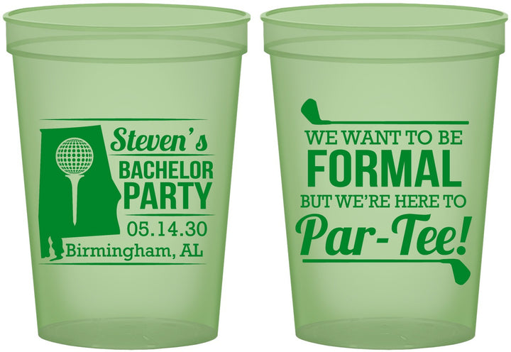 Custom Bachelor Party 16 oz Glow In The Dark Cups - Golf Par Tee | 40043