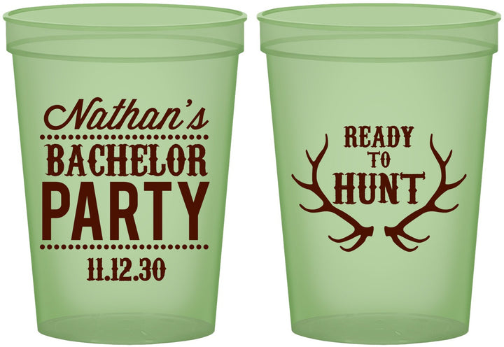 Custom Bachelor Party 16 oz Glow In The Dark Cups - Ready To Hunt | 40044