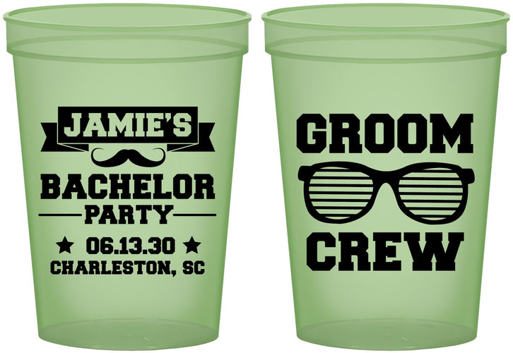 Custom Bachelor Party 16 oz Glow In The Dark Cups - Groom Crew | 40047