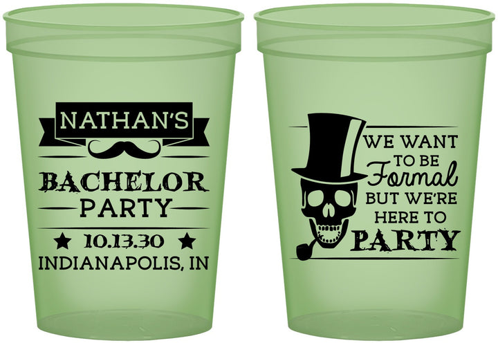 Custom Bachelor Party 16 oz Glow In The Dark Cups - Formal Skeleton | 40048