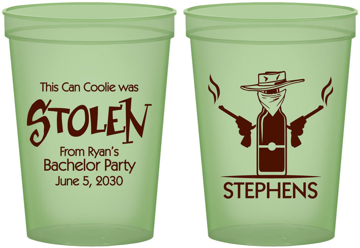 Custom Bachelor Party 16 oz Glow In The Dark Cups - Stolen | 40049