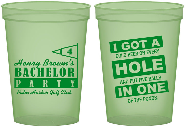 Custom Bachelor Party 16 oz Glow In The Dark Cups - Golf | 40055