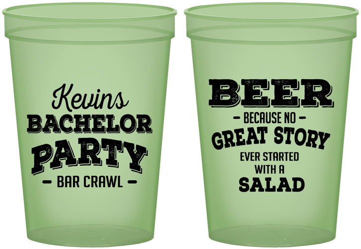 Custom Bachelor Party 16 oz Glow In The Dark Cups - Great Story | 40057