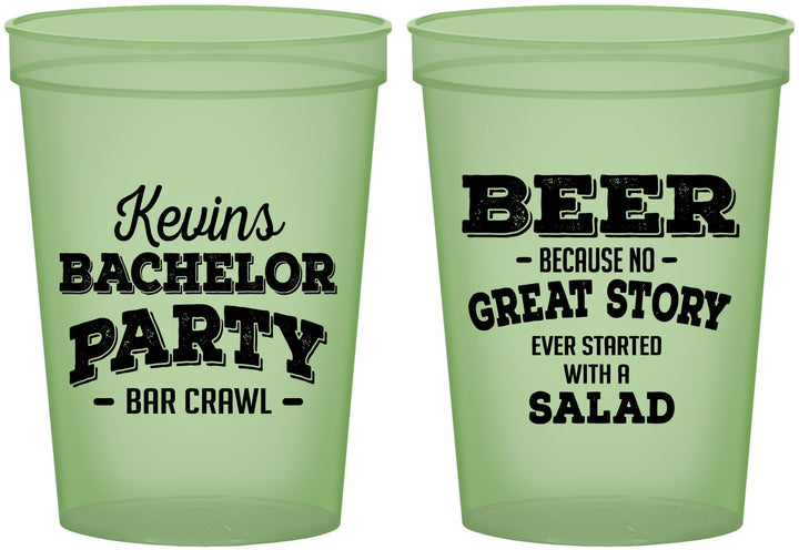 Custom Bachelor Party 16 oz Glow In The Dark Cups - Great Story | 40057