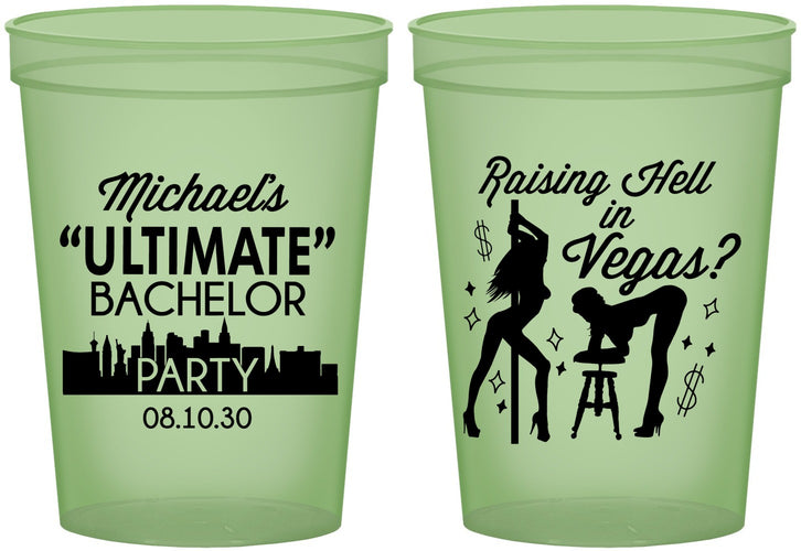 Custom Bachelor Party 16 oz Glow In The Dark Cups - Last Vegas | 40062