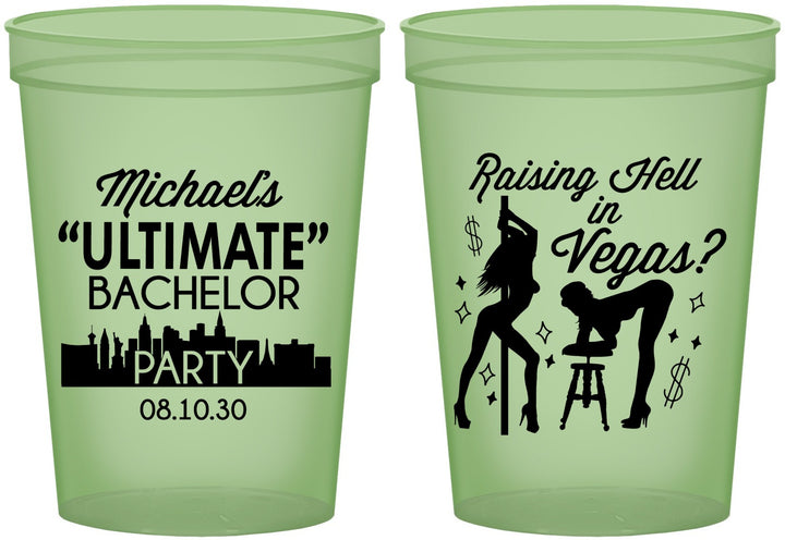 Custom Bachelor Party 16 oz Glow In The Dark Cups - Last Vegas | 40062