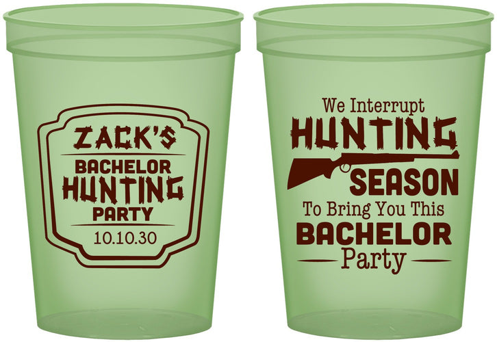 Custom Bachelor Party 16 oz Glow In The Dark Cups - Hunting Season | 40063
