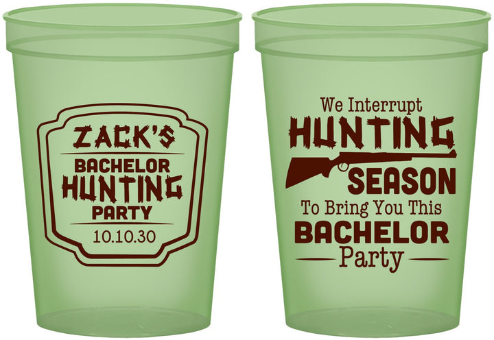 Custom Bachelor Party 16 oz Glow In The Dark Cups - Hunting Season | 40063