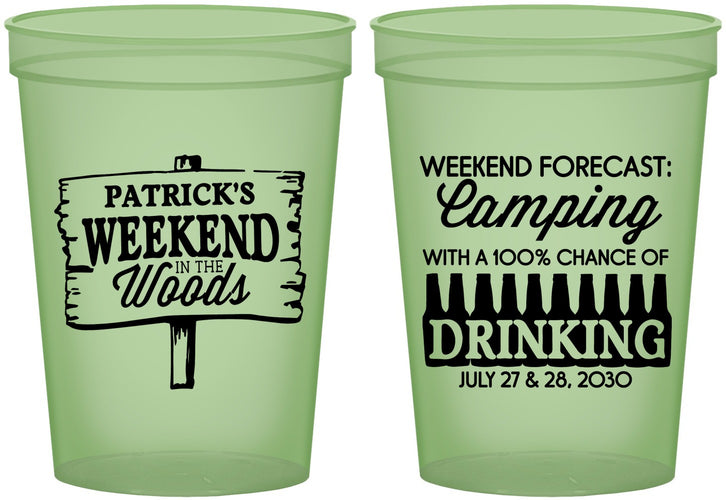Custom Bachelor Party 16 oz Glow In The Dark Cups - Camping | 40064