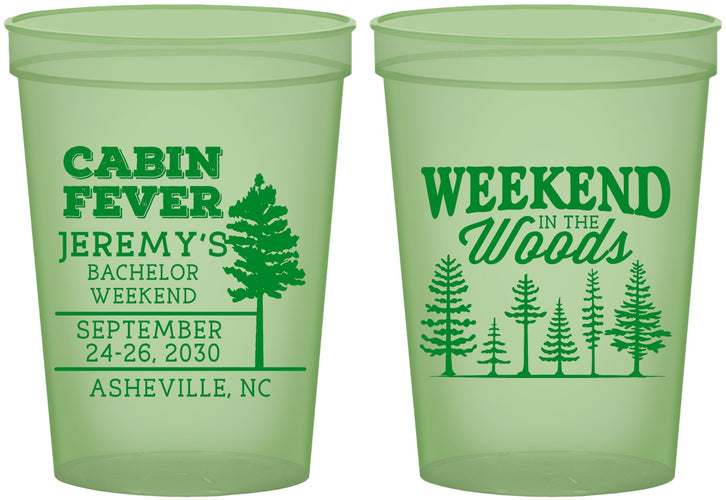 Custom Bachelor Party 16 oz Glow In The Dark Cups - Camping | 40065