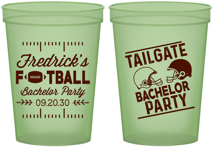 Custom Bachelor Party 16 oz Glow In The Dark Cups - Football | 40067