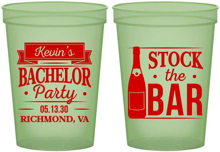 Custom Bachelor Party 16 oz Glow In The Dark Cups - Stock The Bar | 40073