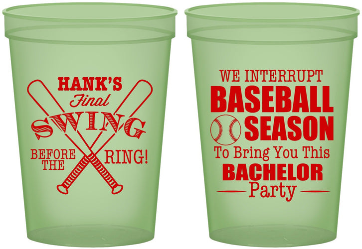 Custom Bachelor Party 16 oz Glow In The Dark Cups - Baseball | 40075