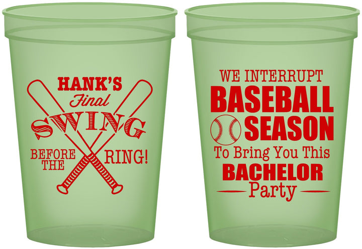 Custom Bachelor Party 16 oz Glow In The Dark Cups - Baseball | 40075