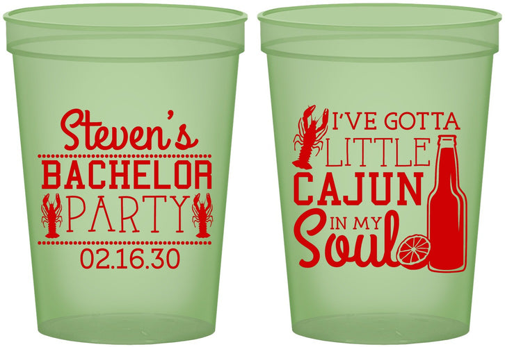 Custom Bachelor Party 16 oz Glow In The Dark Cups - Cajun In My Soul | 40078