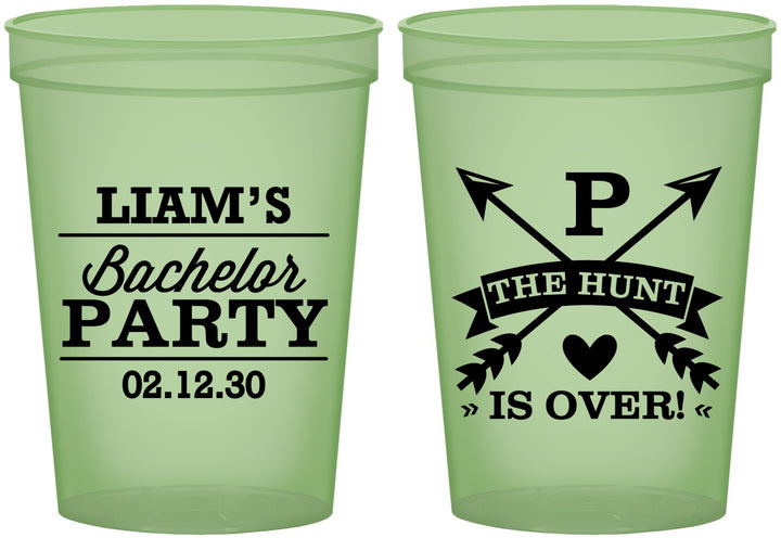 Custom Bachelor Party 16 oz Glow In The Dark Cups - Hunt Is Over | 40082
