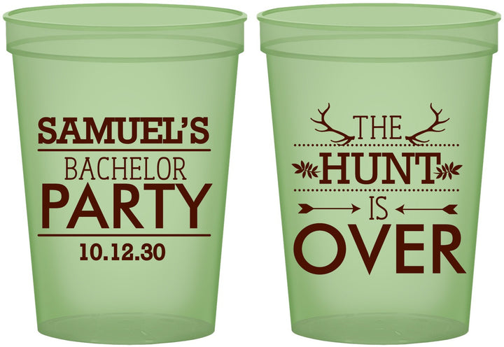 Custom Bachelor Party 16 oz Glow In The Dark Cups - Hunt Is Over | 40084