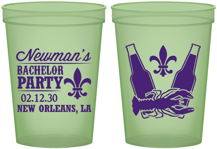 Custom Bachelor Party 16 oz Glow In The Dark Cups - Mardi Gras | 40085