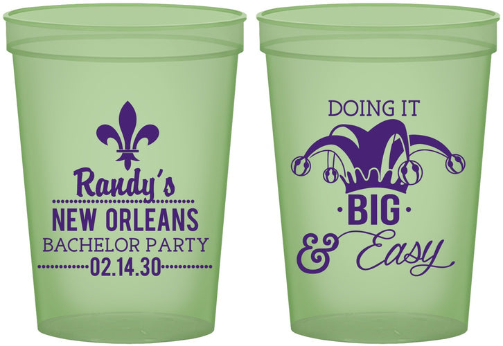 Custom Bachelor Party 16 oz Glow In The Dark Cups - Mardi Gras | 40089