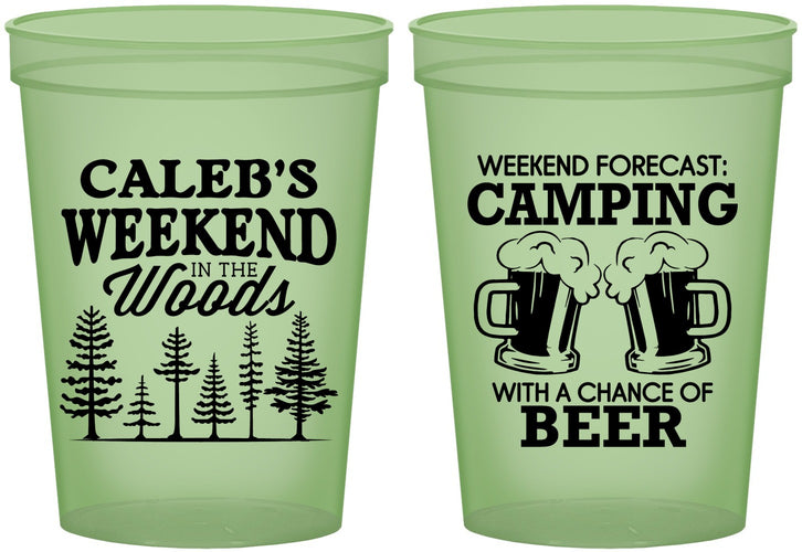 Custom Bachelor Party 16 oz Glow In The Dark Cups - Camping | 40091