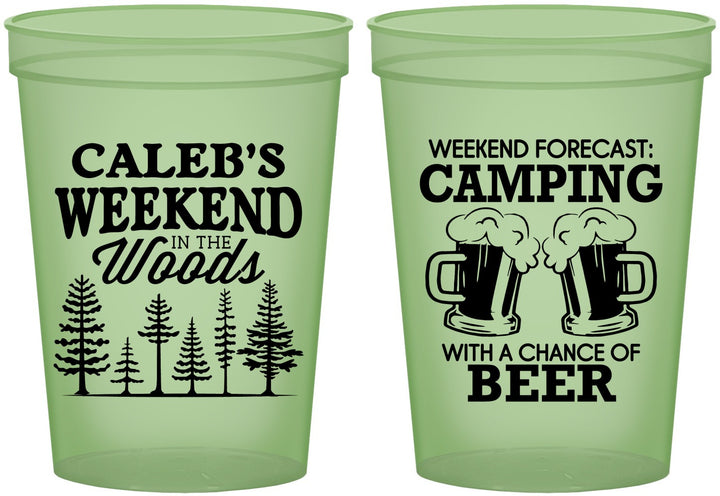 Custom Bachelor Party 16 oz Glow In The Dark Cups - Camping | 40091
