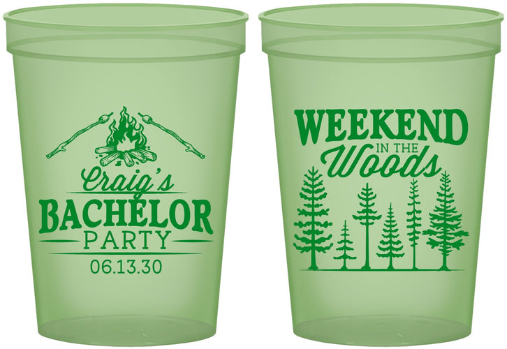 Custom Bachelor Party 16 oz Glow In The Dark Cups - Camping | 40093