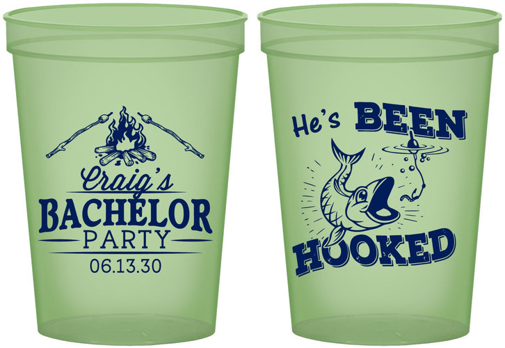 Custom Bachelor Party 16 oz Glow In The Dark Cups - Fishing Hooked | 40096