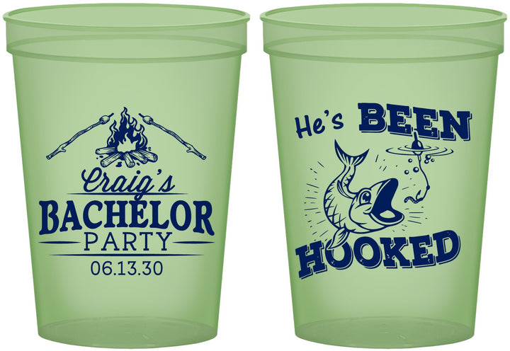 Custom Bachelor Party 16 oz Glow In The Dark Cups - Fishing Hooked | 40096