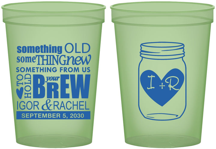 Custom Wedding 16 oz Glow In The Dark Cups - Something Old Something New | 401