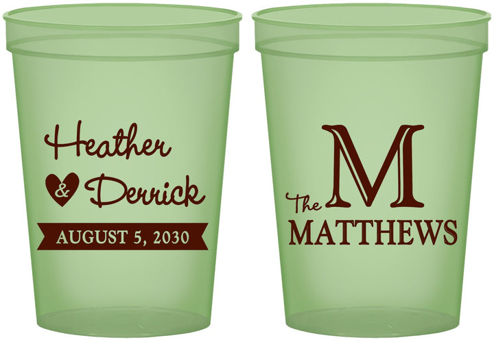 Custom Wedding 16 oz Glow In The Dark Cups - Monogram | 402