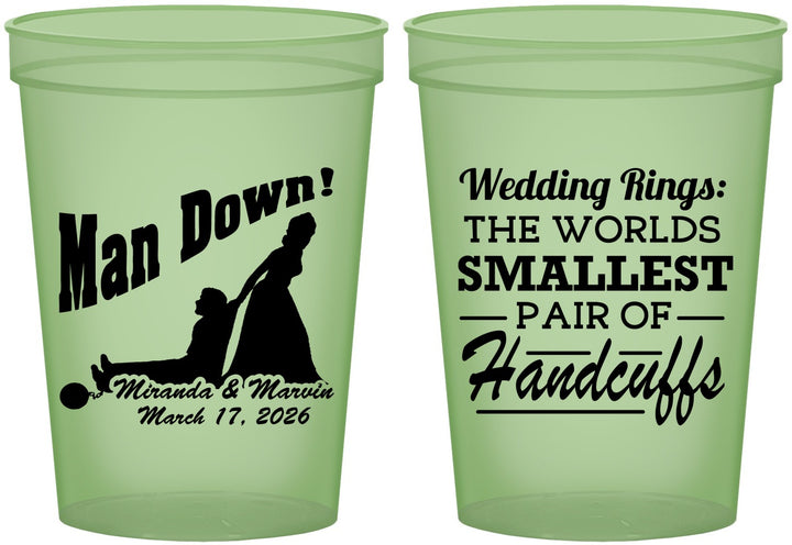 Custom Wedding 16 oz Glow In The Dark Cups - Man Down | 407