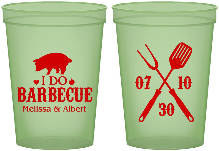 Custom Wedding 16 oz Glow In The Dark Cups - I Do Barbecue Bbq | 410