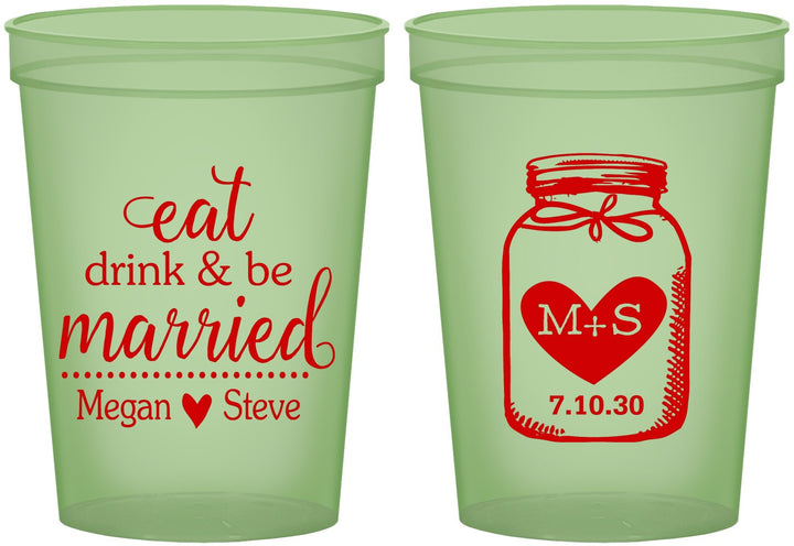 Custom Wedding 16 oz Glow In The Dark Cups - Mason Jar | 415