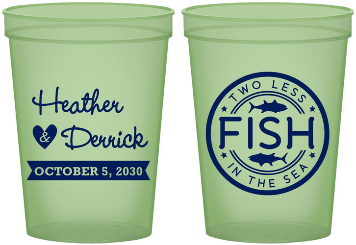 Custom Wedding 16 oz Glow In The Dark Cups - Two Less Fish In The Sea | 420