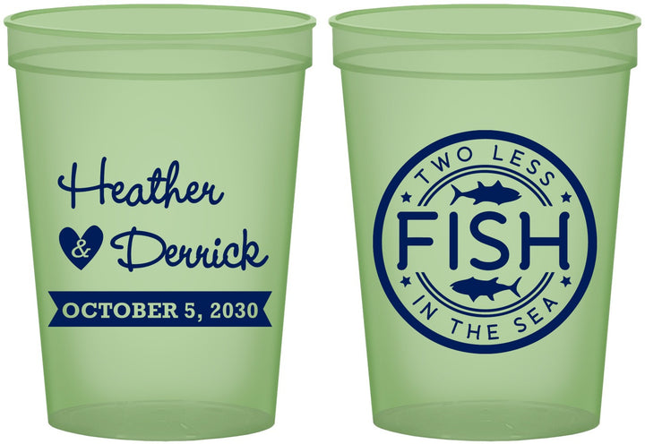 Custom Wedding 16 oz Glow In The Dark Cups - Two Less Fish In The Sea | 420
