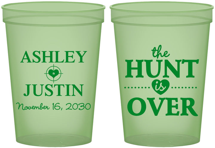 Custom Wedding 16 oz Glow In The Dark Cups - The Hunt Is Over | 422