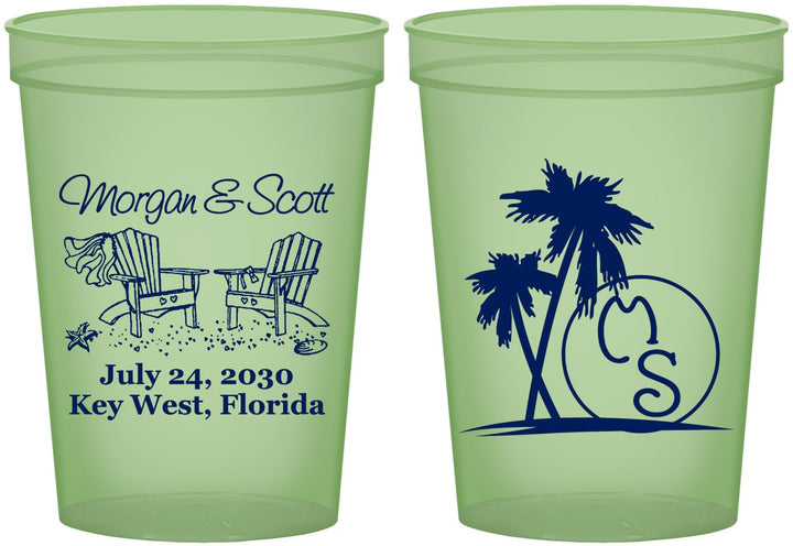 Custom Wedding 16 oz Glow In The Dark Cups - Beach | 423