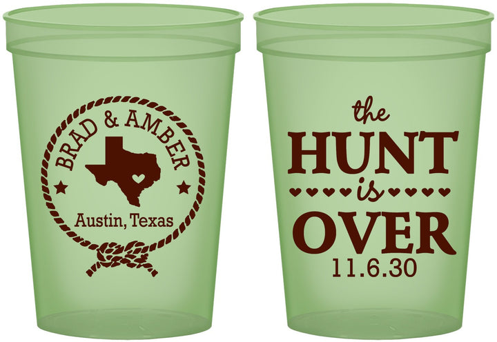 Custom Wedding 16 oz Glow In The Dark Cups - The Hunt Is Over | 426
