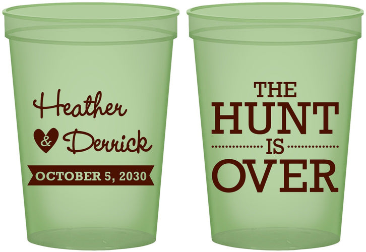 Custom Wedding 16 oz Glow In The Dark Cups - The Hunt Is Over | 427