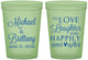 Custom Wedding 16 oz Glow In The Dark Cups - Love Laughter Happily | 432