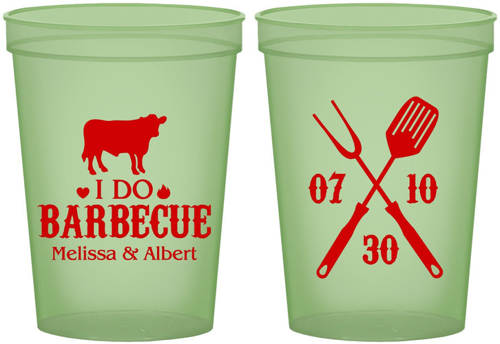 Custom Wedding 16 oz Glow In The Dark Cups - I Do Barbecue Bbq | 433